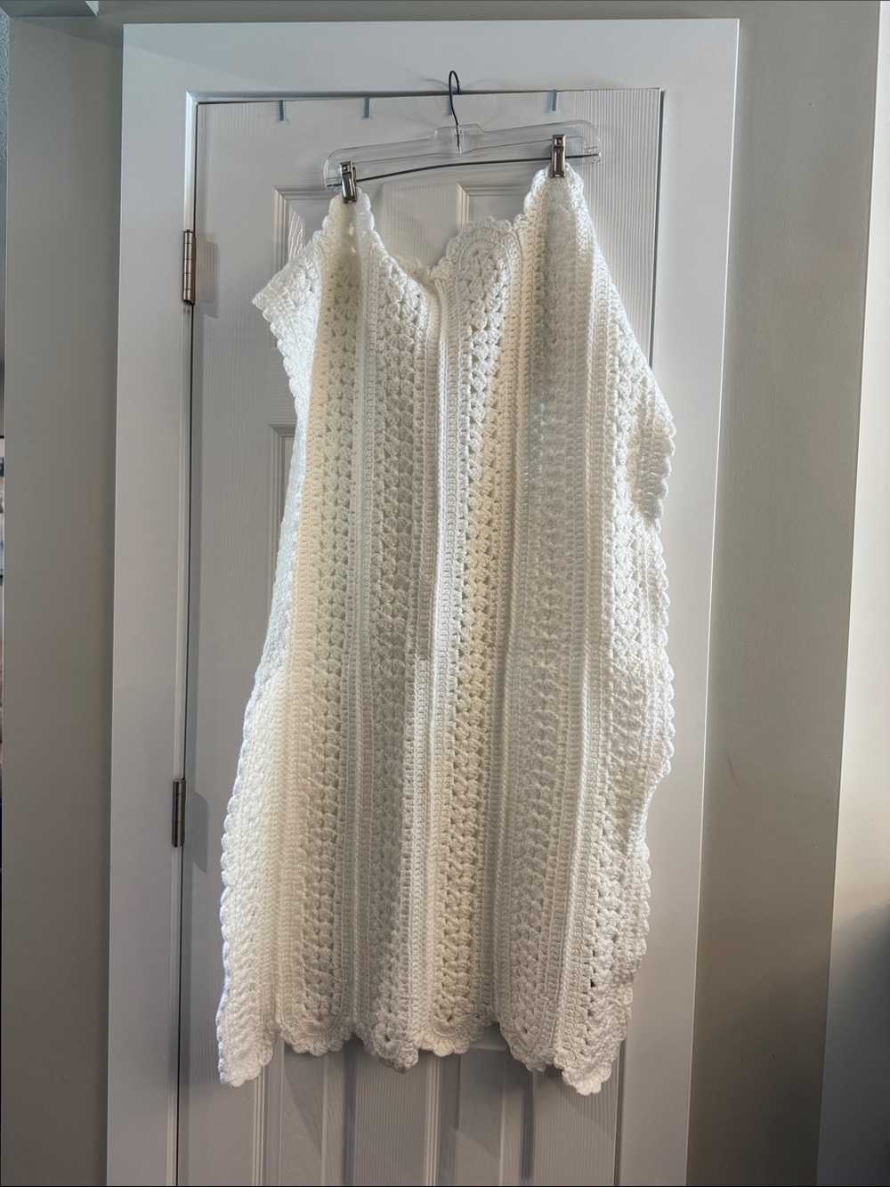 Handmade White Crochet Baby Blanket